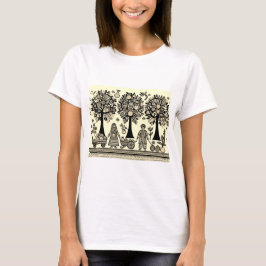 Camiseta pintura simple de madhubani