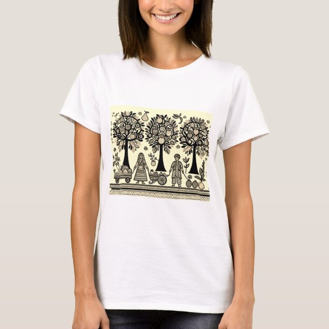 Camiseta pintura simple de madhubani (Anverso)