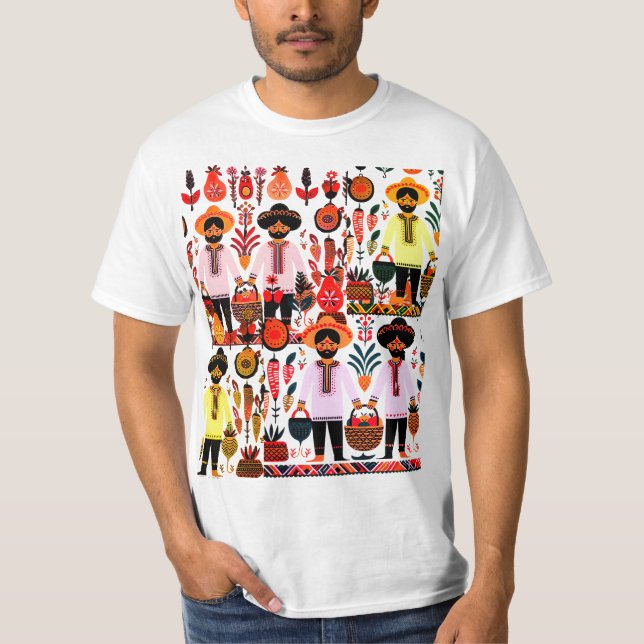 Camiseta pintura simple de madhubani (Anverso)