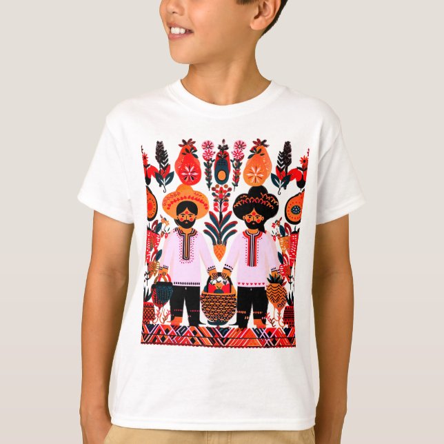 Camiseta pintura simple de madhubani (Anverso)