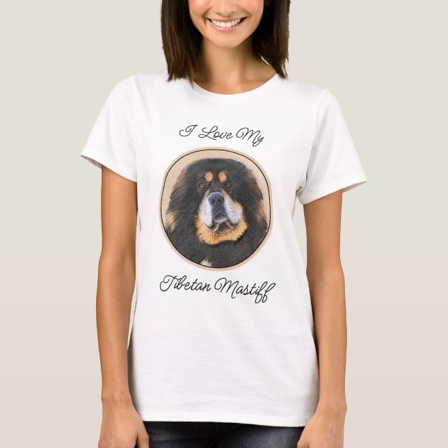 Camiseta Pintura tibetana de escaramuzas - Arte de perros o (Anverso)