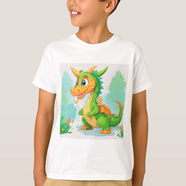 Camiseta Pintura verde de dragón (Anverso)
