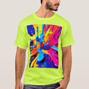 Camiseta Pintura vibrante Splash Art en colores negrita