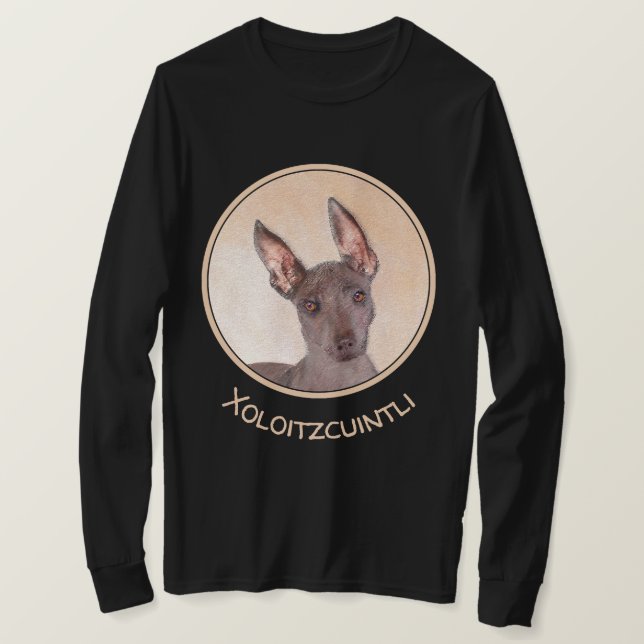 Camiseta Pintura Xoloitzcuintli - Arte Perro Original Cuto (Anverso del diseño)