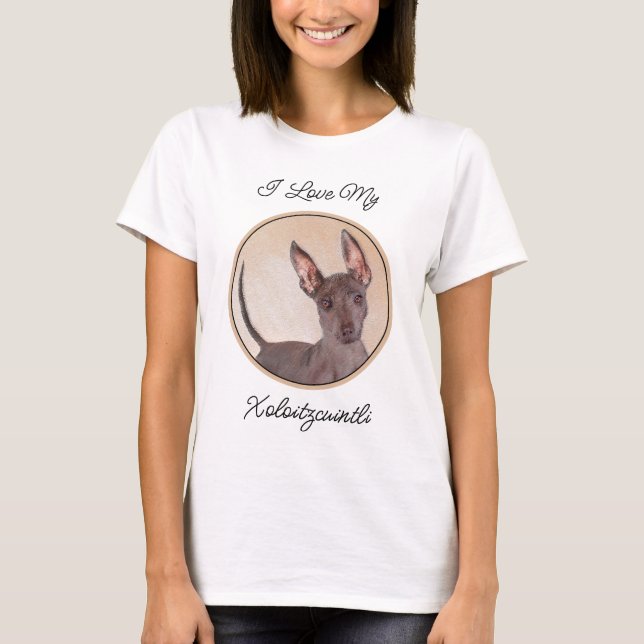 Camiseta Pintura Xoloitzcuintli - Arte Perro Original Cuto (Anverso)