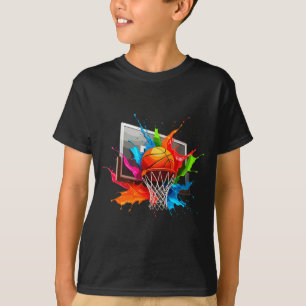 Camiseta Pinturas Coloridas Salpican Balón de Baloncesto