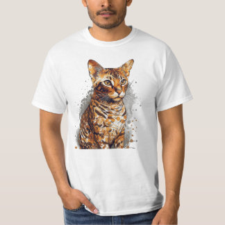 Camiseta - Pinturas de arte de retrato de gato bengalí vint