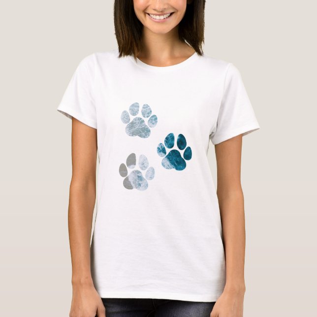 Camiseta Pinturas de pata de perro - Olas de playa y arena (Anverso)