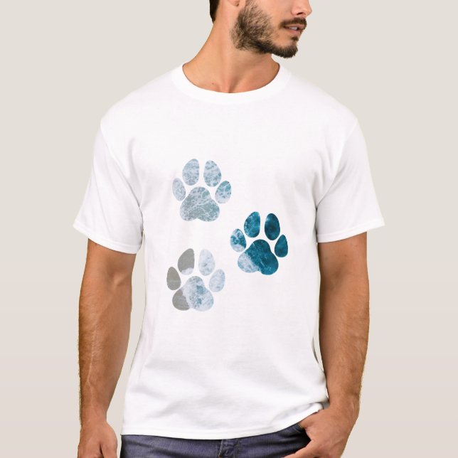 Camiseta Pinturas de pata de perro - Olas de playa y arena (Anverso)
