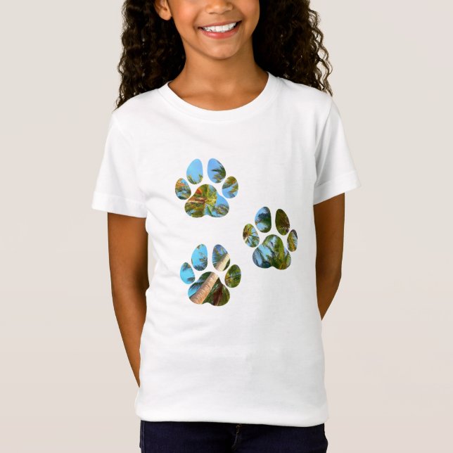 Camiseta Pinturas de pata de perro - Palmeras tropicales (Anverso)