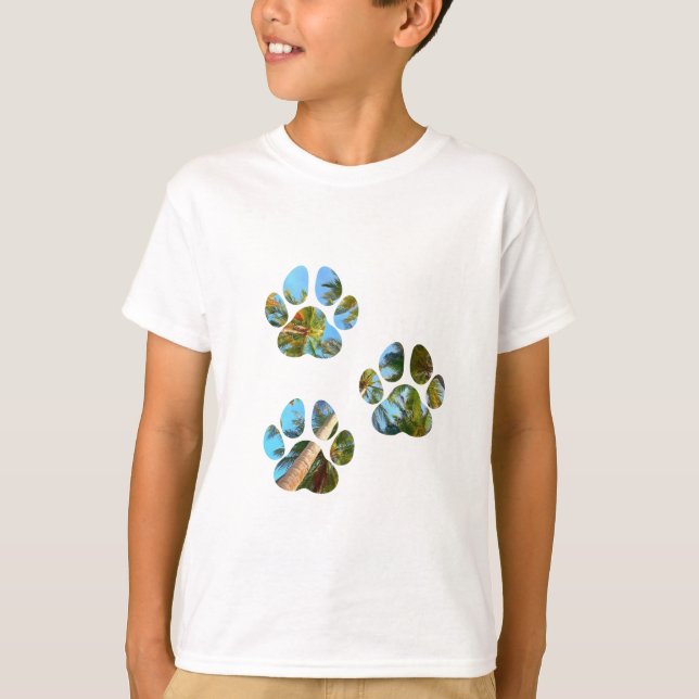 Camiseta Pinturas de pata de perro - Palmeras tropicales (Anverso)