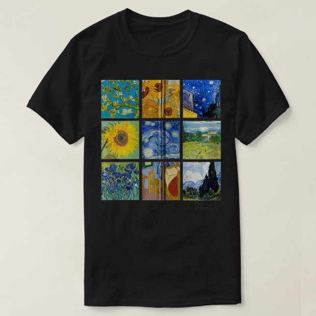 Camiseta Pinturas Van Gogh, Sunflowers, Starry Night Zip  (Diseño del anverso)