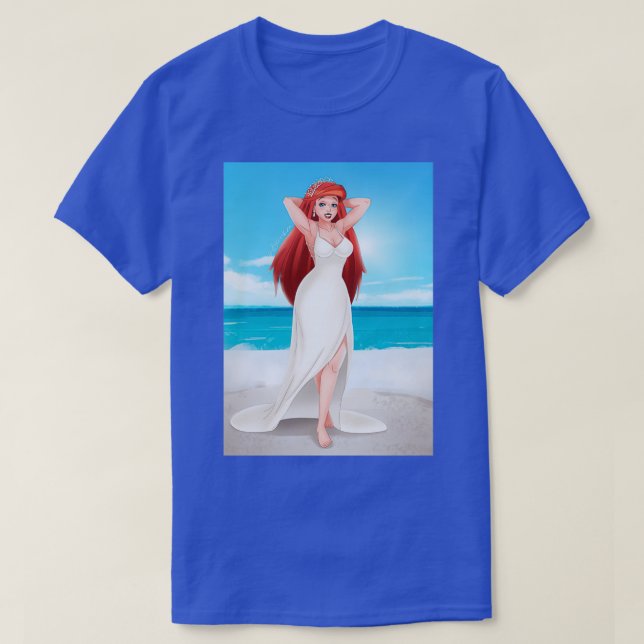 Camiseta PinUp, Boda de la sirena de la cabeza roja (Diseño del anverso)