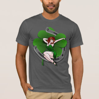 Camiseta Pinup Chica Shirt Lucky Irish Pinup T-Shirt Green