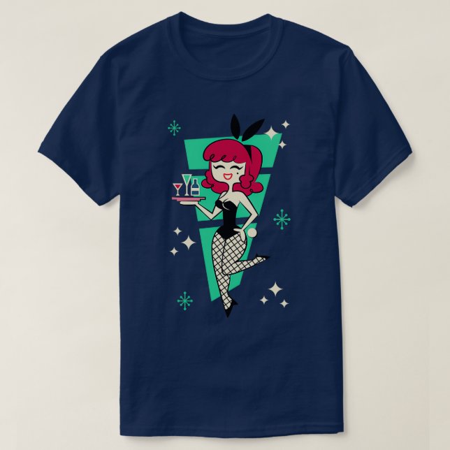Camiseta Pinup Retro Bunny Redhead (Diseño del anverso)