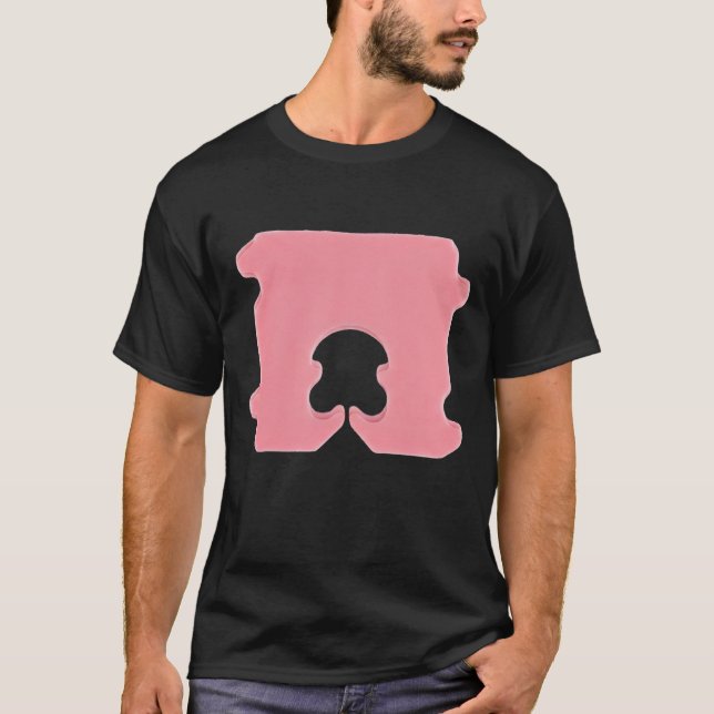 Camiseta Pinza de pan rosa moderna silueta geométrica (Anverso)