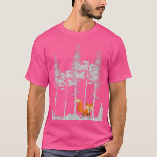 Camiseta Pinza de patrón de zorro curado en retro forestal