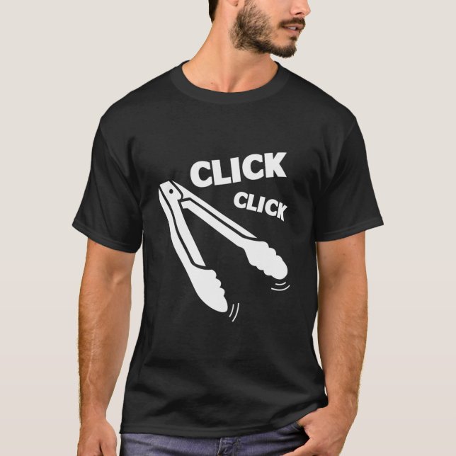 Camiseta Pinzas Click Click BBQ Parrilla (Anverso)