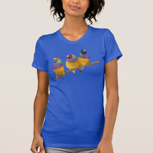 Camiseta Pinzones coloridos de Gouldian en pasteles