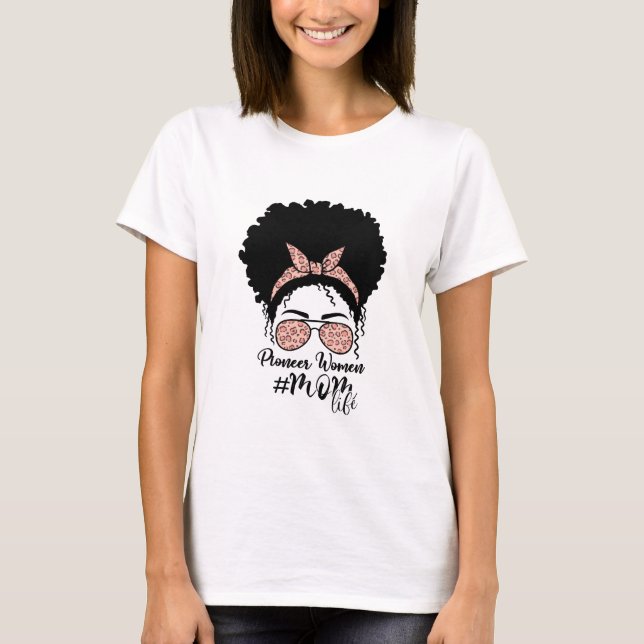 Camiseta Pioneer Mom Life American Headband leopard (Anverso)