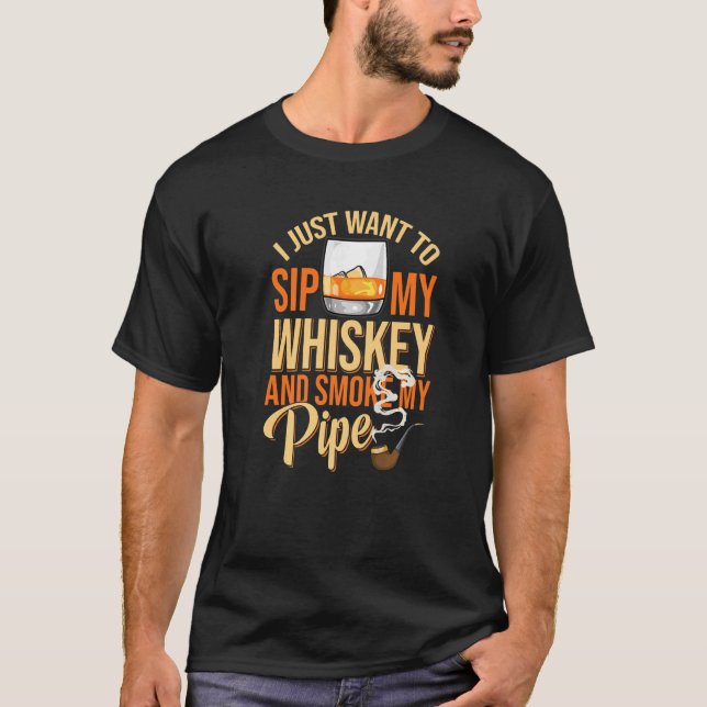 Camiseta Pipa de humos para bebedores de whisky Tubería par (Anverso)