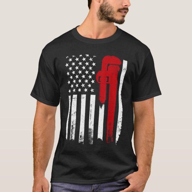 Camiseta Pipefitta de fontanería patriótica de bandera nort (Anverso)