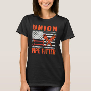 Camiseta Pipefitter American Flag Union Pipefitter Design