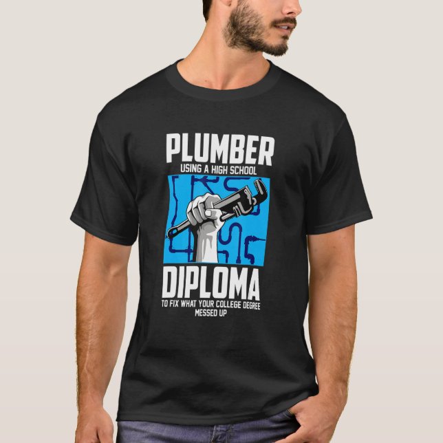 Camiseta Pipefitter Para Pipefitter Con Diploma De Secundar (Anverso)