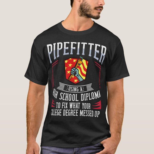 Camiseta Pipefitter Steamfitter Plumber USA Bandera estadou (Anverso)