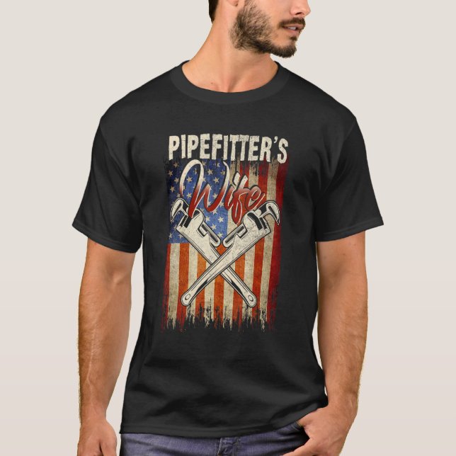 Camiseta Pipefitters Esposa Orgullo patriótico angustiado E (Anverso)
