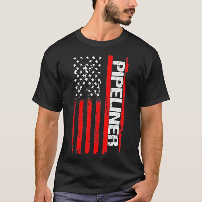 Camiseta Pipeliner American Flag Welder Pipeline T  (Anverso)