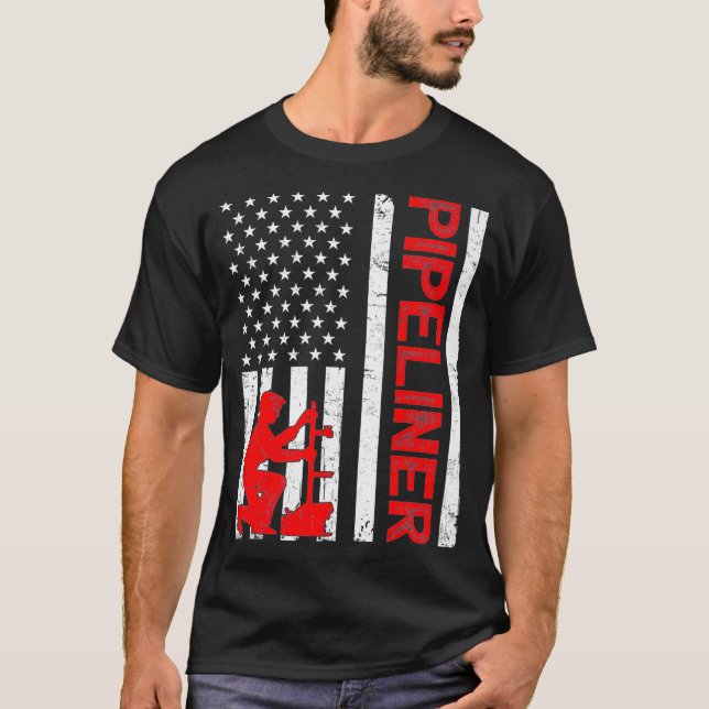 Camiseta Pipeliner Vintage American Flag Pipeline Welder Pr (Anverso)