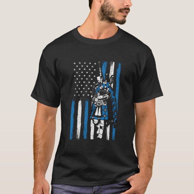 Camiseta Piper On Us Flag Bagpiper Bagpipe Bagpipes Player (Anverso)