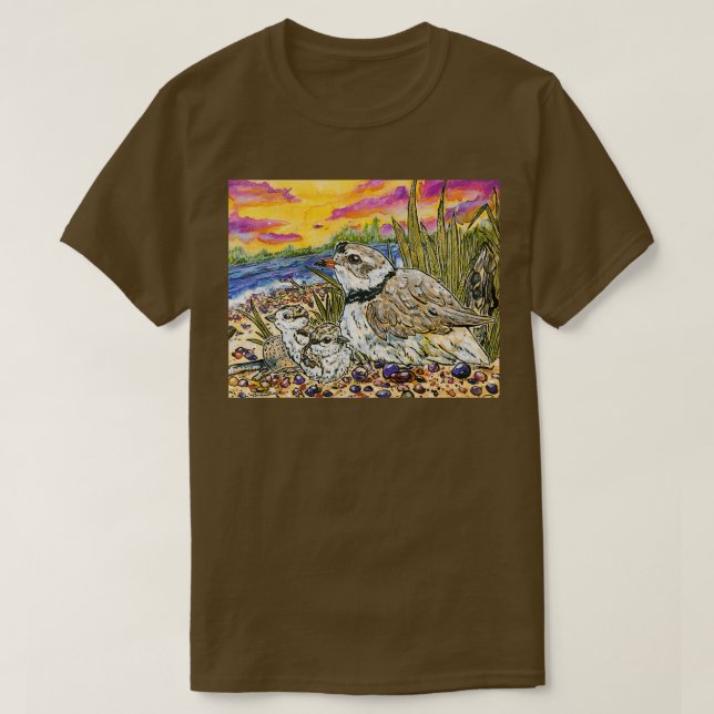 Camiseta Piping Plovers and Chicks Long (Diseño del anverso)