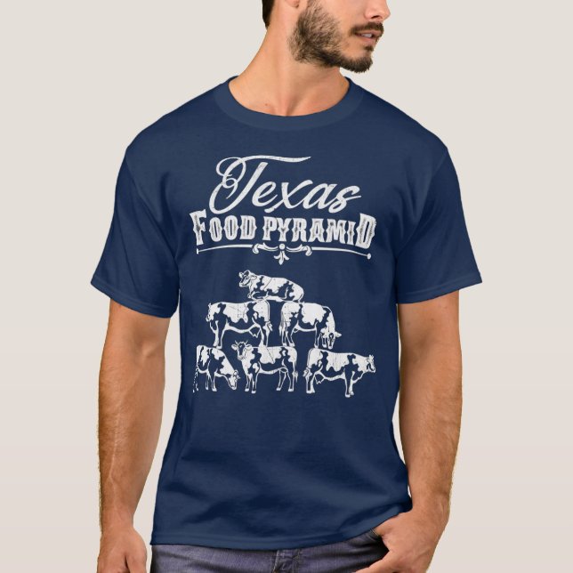 Camiseta Pirámide de alimentos de Texas Funny Pirámide de v (Anverso)