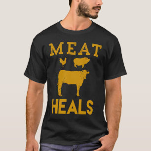 Camiseta Pirámide de Pollo Cerdo Ternera Carne Sana