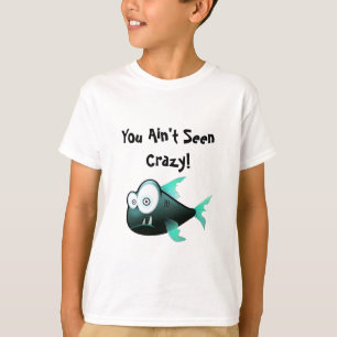 Camiseta Piranha Loco, Diseño de Pez de Dibujos Animados Di