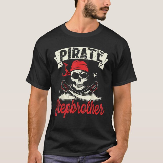 Camiseta Pirat: El pirata Stepbrother Skull y la bandera de (Anverso)