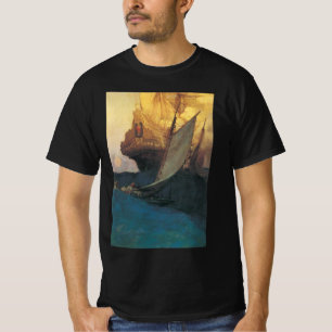 Camiseta Pirata Antiguo, Ataque a un Galeón por Howard Pyle