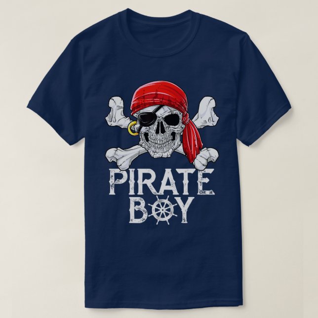 Camiseta Pirata Boy T Jolly Roger bandera Skull Crossbone (Diseño del anverso)