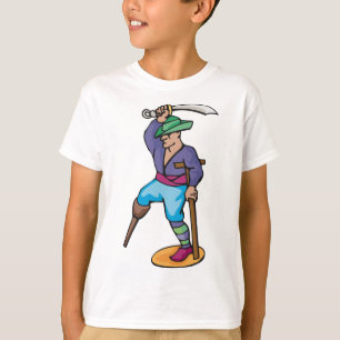 Camiseta Pirata con Pierna de Palo y Espada
