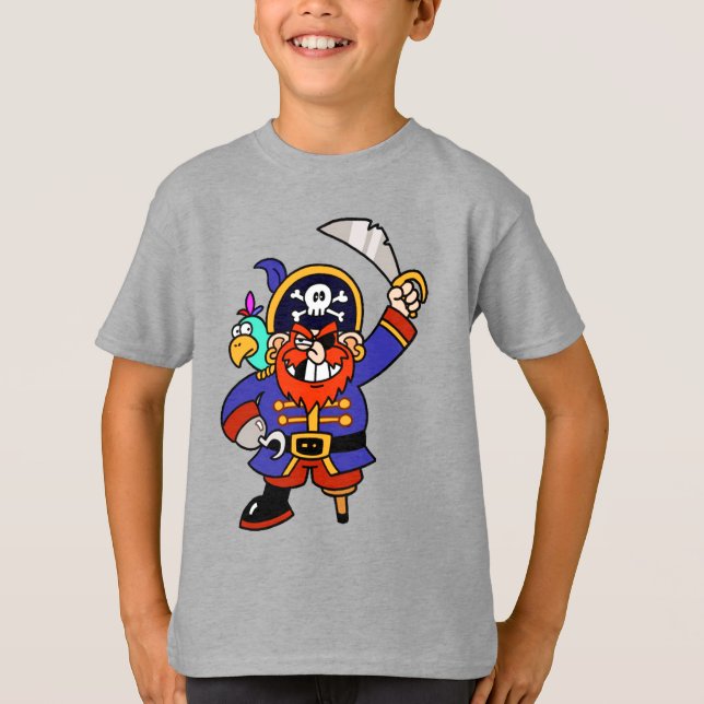 Camiseta Pirata Con Pierna De Peg Y Espada (Anverso)
