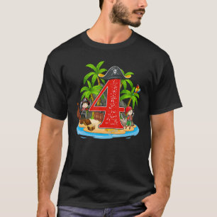 Camiseta Pirata de 4 años Cumpleaños Arr Pirates Barco Arr 