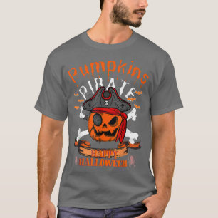 Camiseta Pirata de calabaza Feliz Halloween, Fiesta de terr