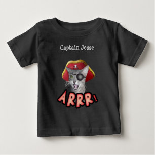 Camiseta pirata de gato con nombre de bebé