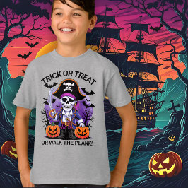 Camiseta Pirata de Halloween Truco o Trato o Camina por la 