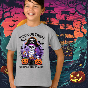 Camiseta Pirata de Halloween Truco o Trato o Camina por la
