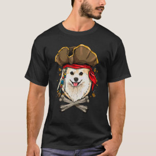 Camiseta Pirata de perro de Pomerania Jolly Roger Flag Cros