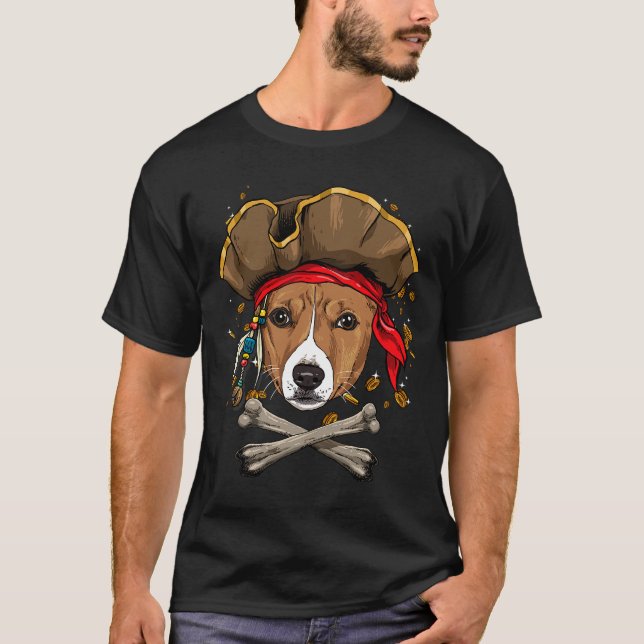 Camiseta Pirata de perros Basenji Africano Basenji Jolly Ro (Anverso)