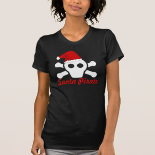 Camiseta Pirata de Santa - cráneo lindo del pirata con el